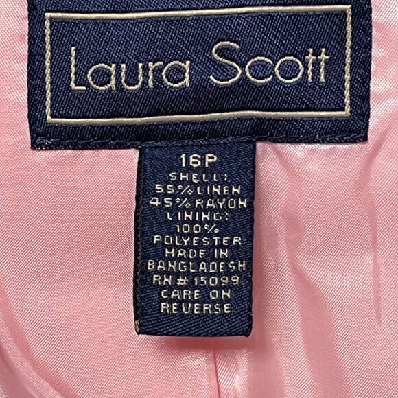Laura Scott Tailored Pink Linen Blend 2-Piece Pant Suit Career Office 16P‎ READ - Picture 8 of 15